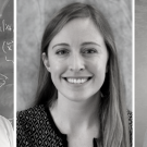 Headshots of Fabio Anza standing in front of a chalkboard filled with equations smiling with a dark beard wearing a light collared shirt; Michelle Cohn smiling with long light hair draped over her left shoulder and wearing a dark blouse; and Essam Abdelfattah looks to the camera with a short dark beard wearing glasses, a white collared shirt and light suit jacket.